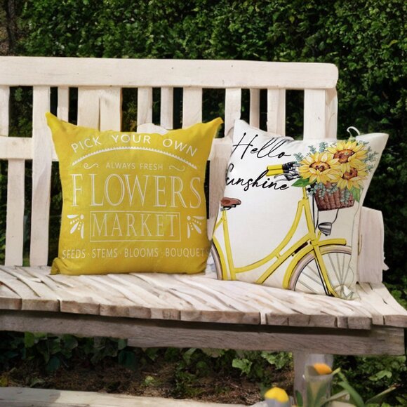 Sunflower Pillow Covers Decorative Throw Cases Farmhouse Accent Floral Decor 18" - Picture 5 of 6
